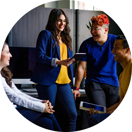 Team discussing in an office setting